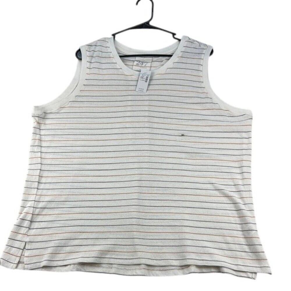 Maurices White Striped Gold & Charcoal Tank Top Women’s Size XL